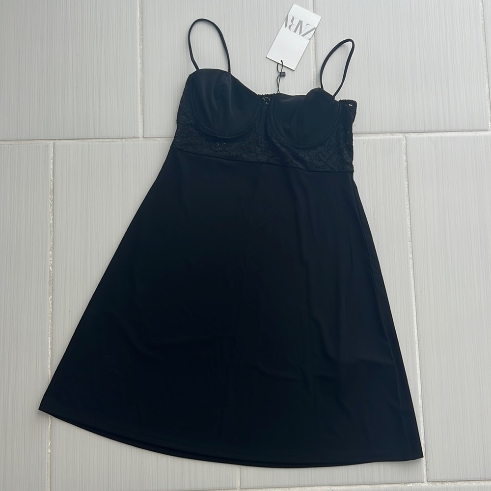 Zara mini black lace dress